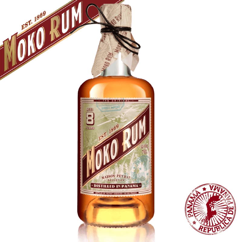 Discover Moko Rum 8 Y.O., a honey-hued Panama rum aged for eight years in Bourbon barrels and finished in Cognac casks. Tasting notes of vanilla, caramel, macadamia, and pepper.