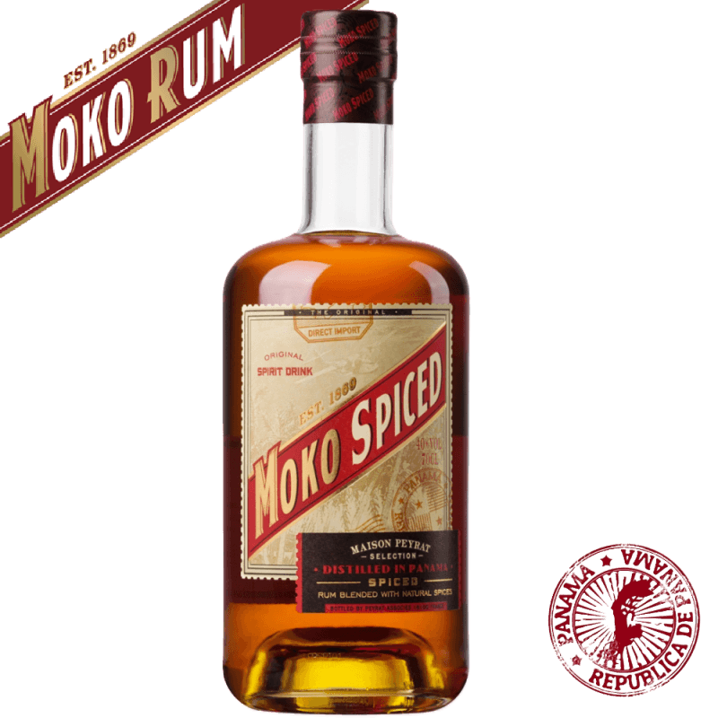 Discover Moko Rum Spiced, a Panama-aged spiced rum with vanilla, caramel and warming spice notes. Perfect in cocktails or over desserts. 40% Vol, 70 cl. Ready to escape?